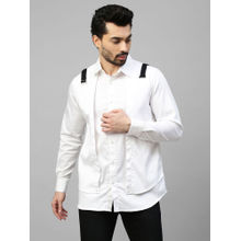Echke White Double Layered Shirt with Black Straps Buckle Feature