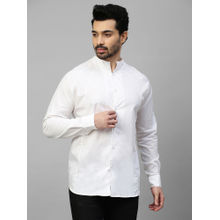 Echke White Linen High Neck Shirt