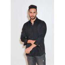 Echke Charcoal Shirt with Press Buttons and Self Piping