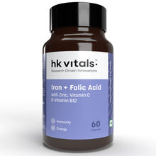 HealthKart Hk Vitals Iron And Folic Acid Supplement, Supports Blood Building, Immunity And Energy