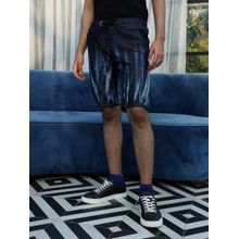 Campus Sutra Mens Navy Blue Contrast Wash Denim Shorts