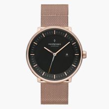 Nordgreen Philosopher 36mm Unisex Watch, Rose Gold Black Dial with Rose Gold Mesh Watch Strap