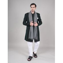 MUFFLY Mens Grey Silk Wool Stole Self Design Wool Stole