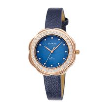 Strand by Obaku Cosmos Navy Mop Dial With Flower Design Crystal Top-Ring Womens Watch - S735LXVLVL
