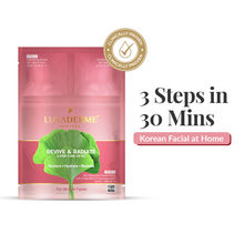 LuxaDerme Revive & Radiate 3 Step Tune-up Kit - Cleansing Scrub, Bio Cellulose Mask, Booster Cream