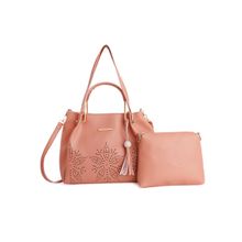 Lapis O Lupo Pink Solid-Plain Handbags (Set of 2)
