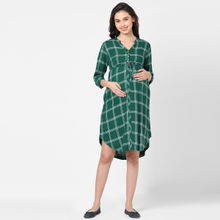 Mystere Paris Checked Maternity Dress - Green