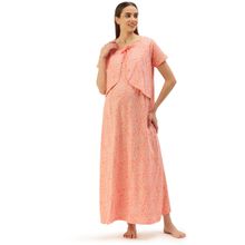 Nejo Feeding - Nursing Maternity Full Length Night Dress - Coral