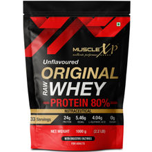 MuscleXP Raw Whey Protein Concentrate 80% Powder With Digestive Enzymes - Unflavored