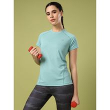 Technosport Women Green Solid Slim Fit Round Neck Techno Cool Sports T-Shirt