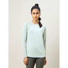 Technosport Women Green Solid Slim Fit Round Neck Technocool Plus Sport T-Shirt