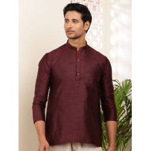 MULTI SHADES Men Maroon Viscose Blend Short Kurta