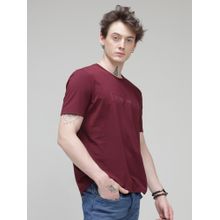 TURMS Mens Solid Crew Neck Half Sleeves Maroon T-Shirt