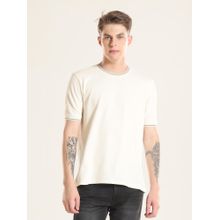 TURMS Mens Crew Neck Half Sleeves Anti Odor Cool-Tech Off White T-Shirt