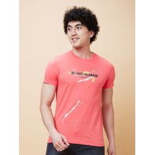 Being Human Mens Pink Solid Regular Fit T-Shirt