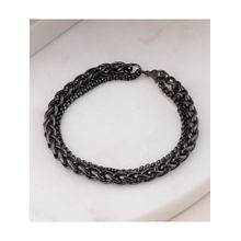 Palmonas Waterproof and Anti-Tarnish Textured Black Bracelet for Men