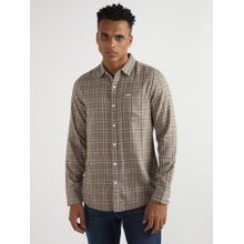 Lee Men Slim Checked Khaki Shirt