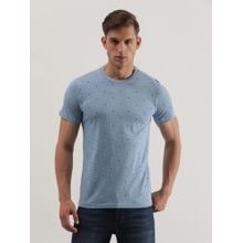 Lee Men Slim Printed Blue Crew Neck T-Shirt