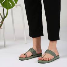 Kenneth Cole Women One Toe Flat Green Kolhapuris
