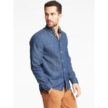 LINDBERGH Mens Solid Denim Relaxed Fit Shirt