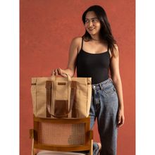 Urban Space Women Beige Canvas Tote Bag