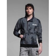 Jack & Jones Men Regular Fit Black Checks Print Hoodie