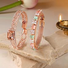 Zaveri Pearls Set of 2 Rose Gold Dazzling Austrian Diamonds Bracelet