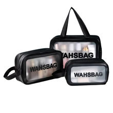 Kayanara Transparent Travel Makeup Bag Set Of 3 - Black Wash Bag