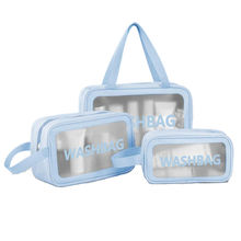 Kayanara Transparent Travel Makeup Bag Set Of 3 - Blue Wash Bag