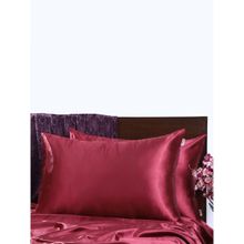 Sivya by Home Satin Pillow Covers 18inch x 27inch or 45 x 68 Cm Pack of 2 (Burgundy)