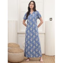 Kanvin Womens Long Nighty - Blue