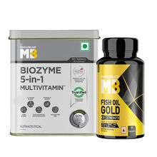 MuscleBlaze Biozyme Daily Multivitamin & Omega 3 Fish Oil Gold 1250mg- Triple Strength Formula