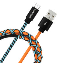 Crossloop Tangle Free Micro USB Fast Charging Cable - Orange & Blue