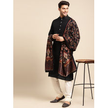 KISAH Men Black Kurta Churidar and Dupatta (Set of 3)