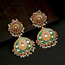 Pipa Bella by Nykaa Fashion Gold And Green Chand Aur Tare Earrings