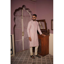 ETHNIC INDIA Solid Mandarin Collar Pink Straight Kurta
