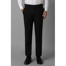 Louis Philippe Men Black Slim Fit Solid Flat Front Formal Trousers
