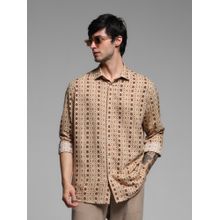 Jack & Jones Brown Regular Fit Long Sleeve Printed Shirt