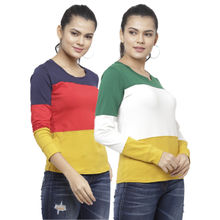 N-Gal Cotton Lycra Long Sleeves 2 Patch Regular Fit Tee Combo of 2 - Multi-Color