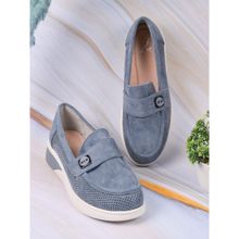 Jove Women Blue Solid Loafers