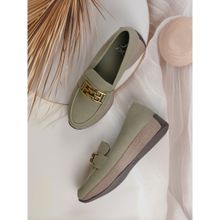 Jove Women Olive Solid Loafers