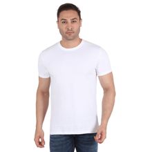 On Loop White Solid Mens Round Neck T-shirt