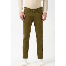 Peter England Men Olive Dark Wash Low Skinny Fit Jeans