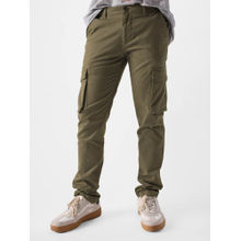 The Souled Store Men Original Solid Light Olive Cargo Pants