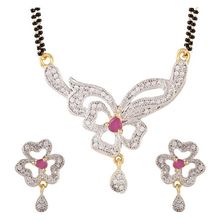 Youbella American Diamond Gold Plated Mangalsutra With Earrings Set