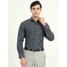 Greenfibre Men Grey Checks Formal Shirt