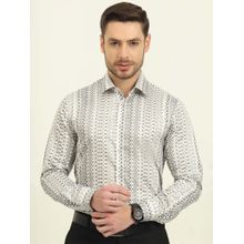 Wyre Men White Printed Formal Shirt