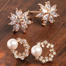 Zaveri Pearls Combo of 2 RoseGold Cubic Zirconia Brass Stud Earrings (ZPFK10217)