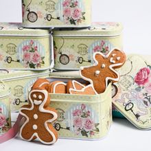 Voncasa Mini Floral Tin Storage Box Container - Set of 6, Green