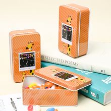 Voncasa Animal Print Tin Storage Box - Set of 3, Orange & Yellow
